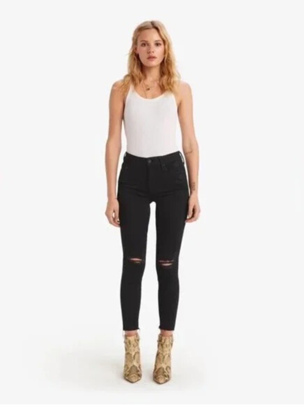 MOTHER Looker Ankle Fray Guilty As Sin Wash Black Denim Jeans